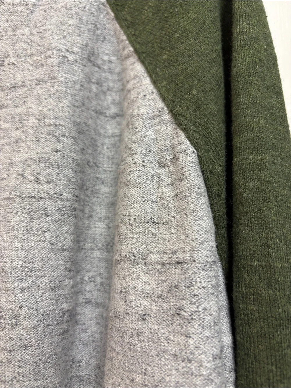J. Crew Two-Tone Raglan Crewneck Sweater in Gray and Olive